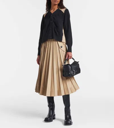 Sacai Cotton-blend Gabardine Cardigan In Black