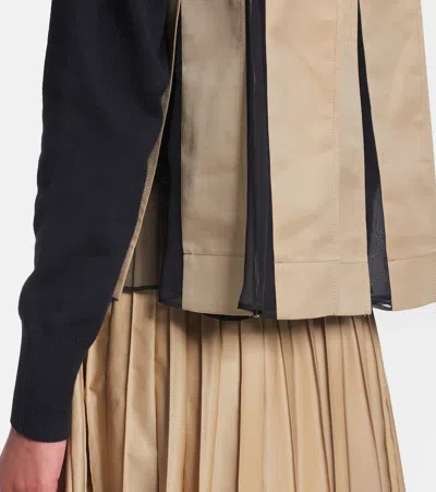 Sacai Cotton-blend Gabardine Cardigan In Black
