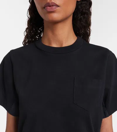 Sacai Cotton Poplin And Jersey Maxi Dress In Black