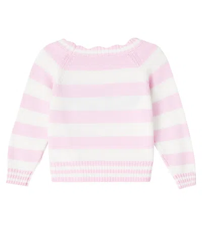 Monnalisa Striped Sweater With Stitch In Pink