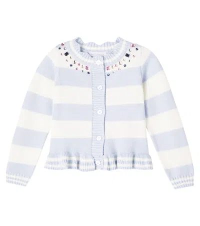 Monnalisa Embellished Striped Cardigan In Multi