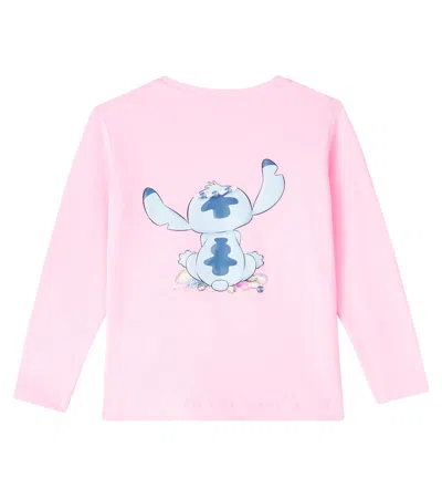 Monnalisa X Disney Stitch Cotton-blend Jersey Top In Pink