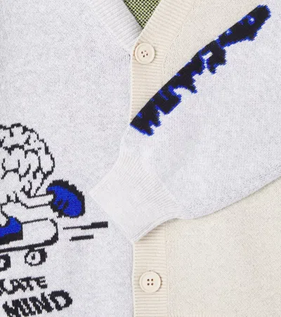 Molo Burt Jacquard Cotton And Wool Cardigan In White