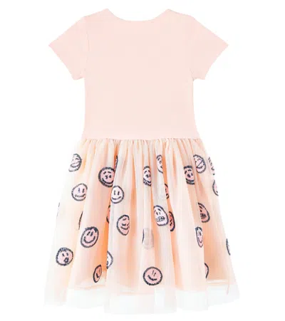 Molo Cyrusila Jersey And Tulle Dress In Neutral