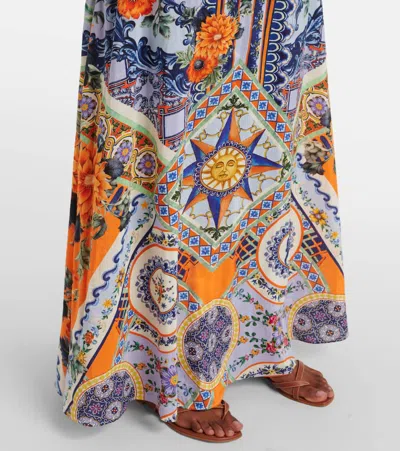 Camilla Jardim Party Linen And Silk Maxi Dress In Multi