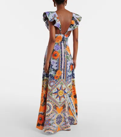 Camilla Jardim Party Linen And Silk Maxi Dress In Multi