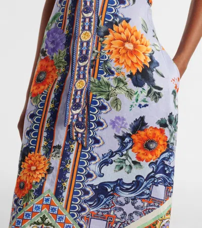 Camilla Jardim Party Linen And Silk Maxi Dress In Multi