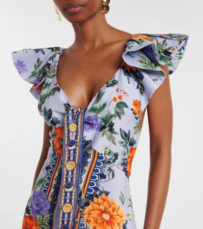 Camilla Jardim Party Linen And Silk Maxi Dress In Multi