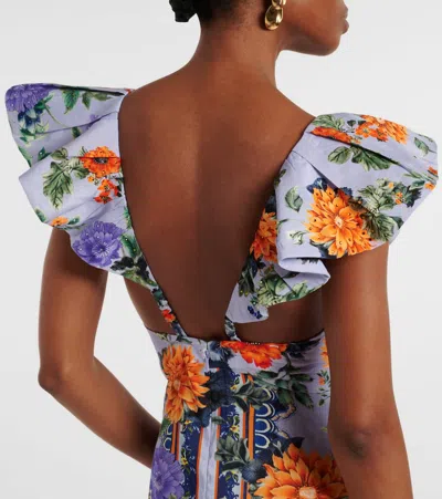 Camilla Jardim Party Linen And Silk Maxi Dress In Multi