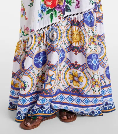 Camilla Tiles Darls Linen Maxi Skirt In Blue