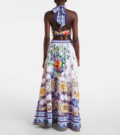 Camilla Tiles Darls Linen Maxi Skirt In Blue