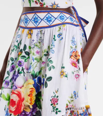 Camilla Tiles Darls Linen Maxi Skirt In Blue