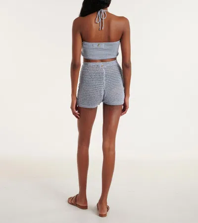 Bananhot Zorya Glitter Open-knit Shorts In Blue