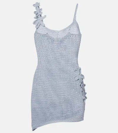 Bananhot Maris Glitter Open-knit Minidress In Gray