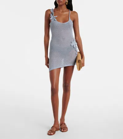 Bananhot Maris Glitter Open-knit Minidress In Gray