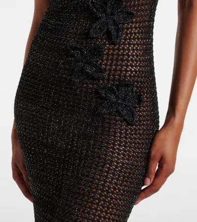 Bananhot Hilsa Glitter Open-knit Maxi Dress In Black