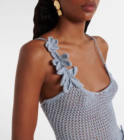 Bananhot Maris Glitter Open-knit Minidress In Gray