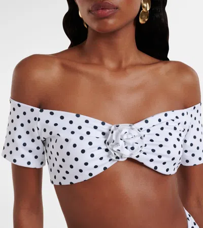 Bananhot Stefani Off-shoulder Polka-dot Top In Multi