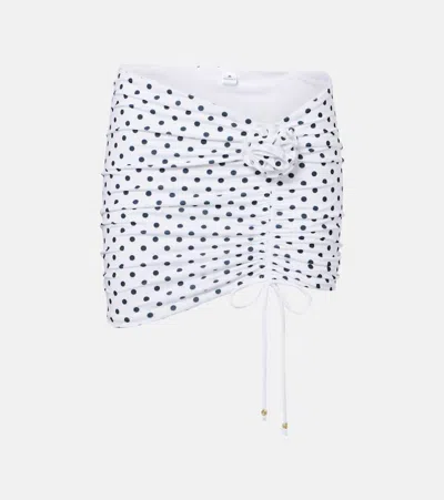 Bananhot Stefani Polka-dot Ruched Miniskirt In White