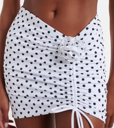 Bananhot Stefani Polka-dot Ruched Miniskirt In White