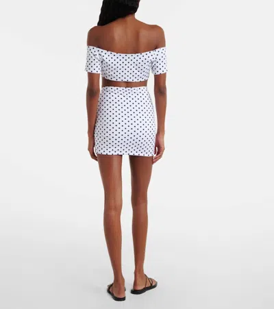 Bananhot Stefani Polka-dot Ruched Miniskirt In White