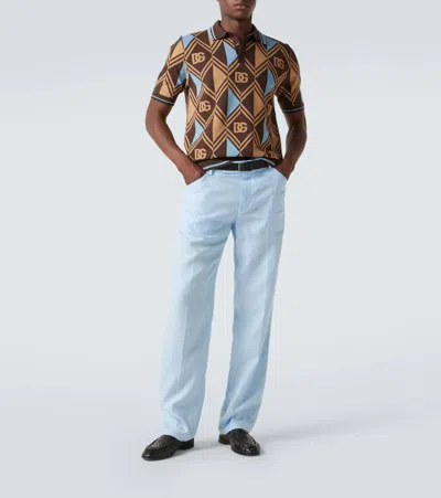 Dolce & Gabbana Cotton Polo Shirt In Brown