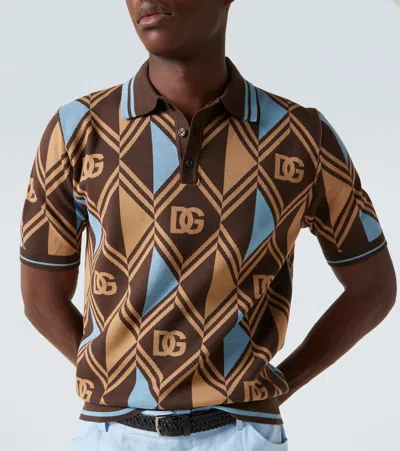 Dolce & Gabbana Cotton Polo Shirt In Brown