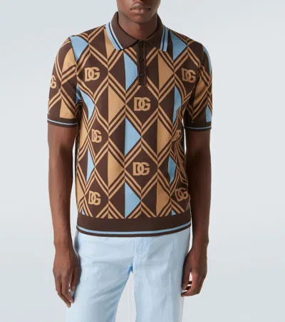 Dolce & Gabbana Cotton Polo Shirt In Brown