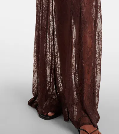 Adriana Degreas Open-back Sheer Lace Maxi Dress In Black