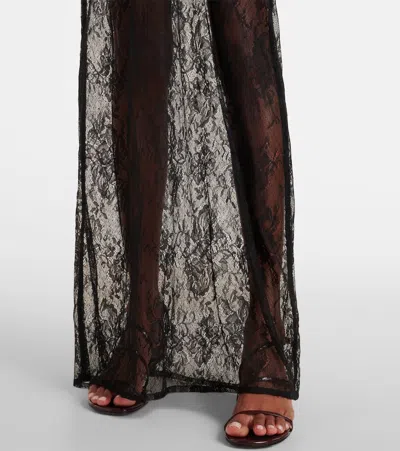 Adriana Degreas Sheer Lace Maxi Dress In Black