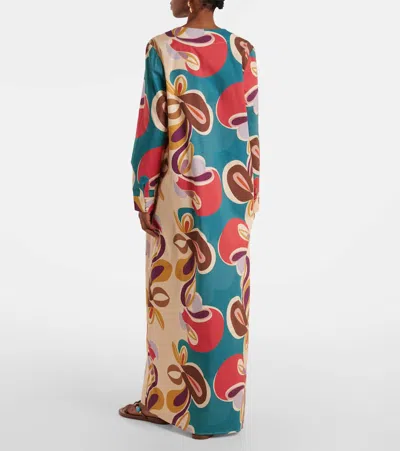 Adriana Degreas Floral Cotton-blend Kaftan In Neutral