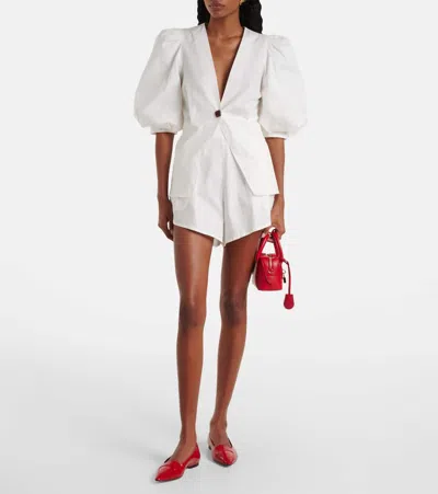 Adriana Degreas Solid Cropped Cotton Blouse In White