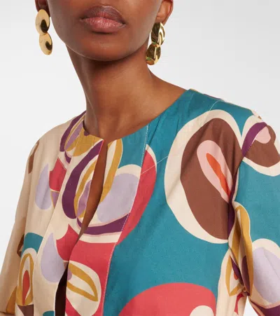 Adriana Degreas Floral Cotton-blend Kaftan In Neutral