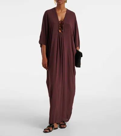 Adriana Degreas X Sabine Getty Animal-print Kaftan In Brown
