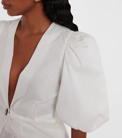 Adriana Degreas Solid Cropped Cotton Blouse In White