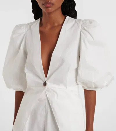 Adriana Degreas Solid Cropped Cotton Blouse In White