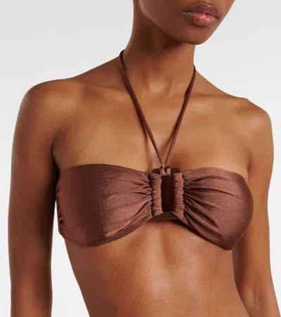 Adriana Degreas Solid Bandeau Bikini In Brown