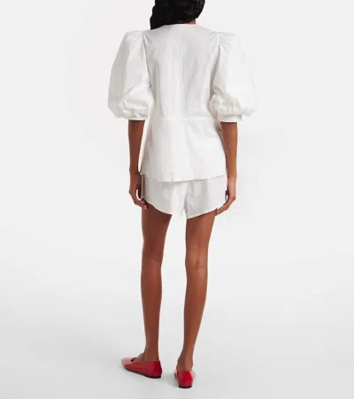 Adriana Degreas Solid Cropped Cotton Blouse In White