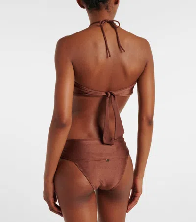 Adriana Degreas Solid Bandeau Bikini In Brown