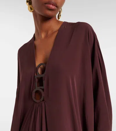 Adriana Degreas X Sabine Getty Animal-print Kaftan In Brown
