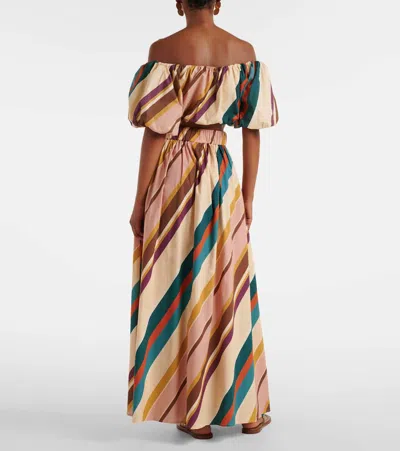 Adriana Degreas Striped Cotton-blend Maxi Skirt In Neutral