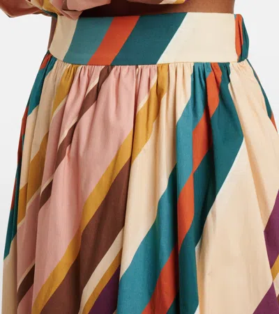 Adriana Degreas Striped Cotton-blend Maxi Skirt In Neutral