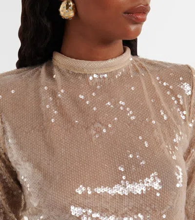 Adriana Degreas Sequined Sheer Maxi Dress In Neutral