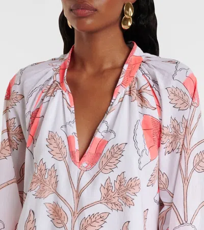 Juliet Dunn Printed Scalloped Cotton Minidress In Multi