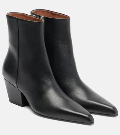 Paris Texas Block Heel Ankle Boots With Pointed Toe In Black