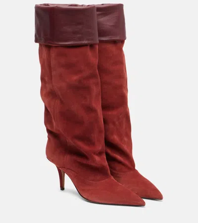 Paris Texas Ines 75 Suede Knee-high Boots In Red
