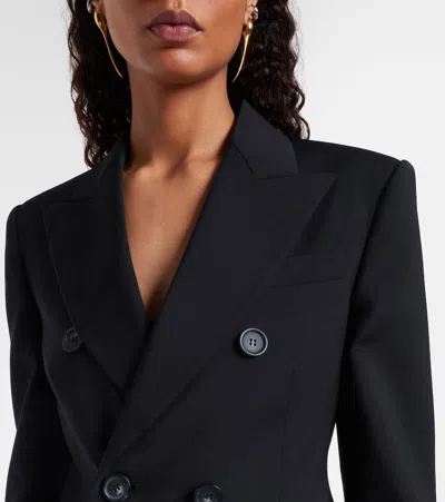 Sportmax Adamo Double Breasted Tailored Virgin Wool Blazer In Black