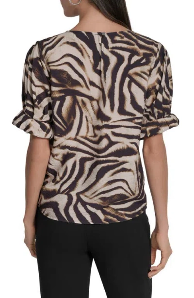 Dkny Abstract Zebra Print Voile Top In Black