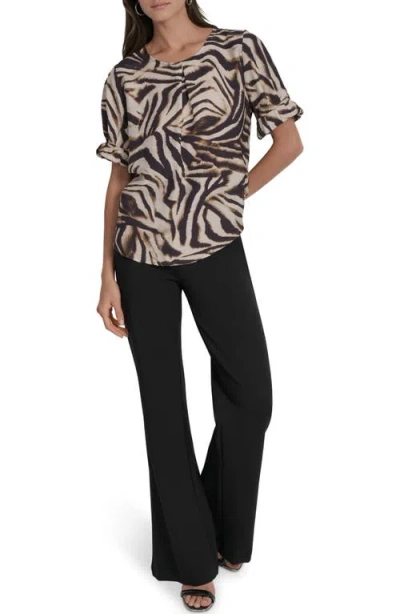 Dkny Abstract Zebra Print Voile Top In Black
