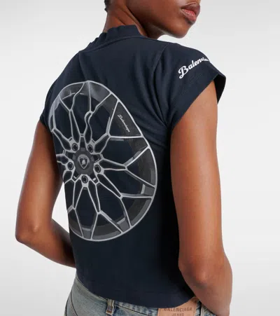 Balenciaga X Automobili Lamborghini Cropped Jersey T-shirt